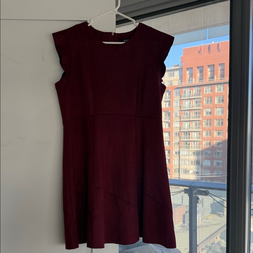 AB Studio Burgundy Fit & Flare Mini Dress